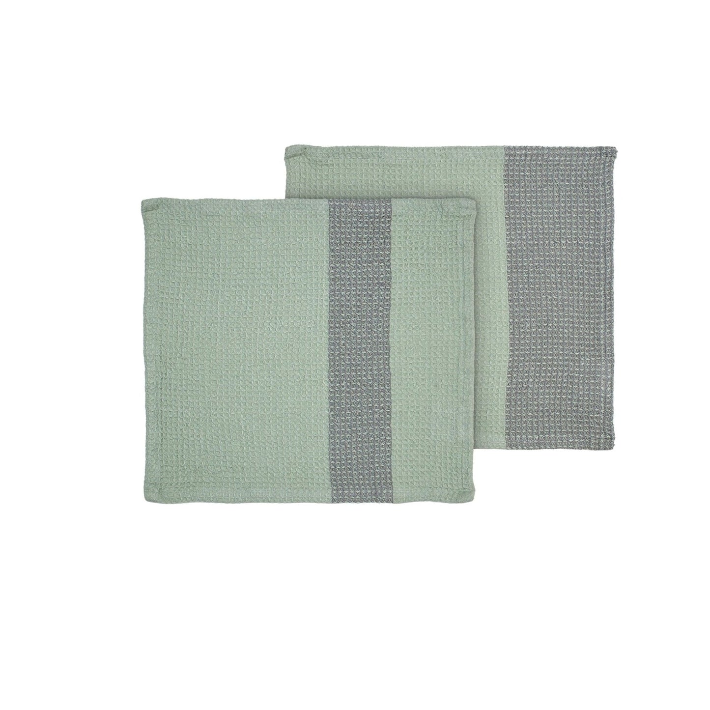 blomus Gano Organic Cotton Waffle Dish Cloth Desert Sage, Agave Green Set of 2