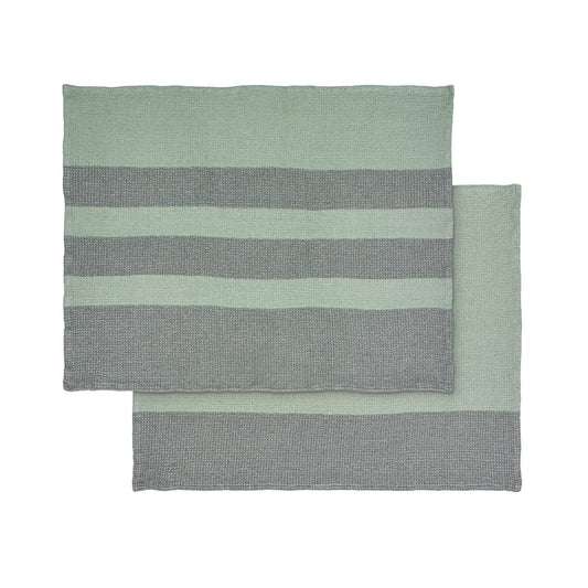blomus Gano Organic Cotton Waffle Tea Towels Towel Desert Sage, Agave Green Set of 2