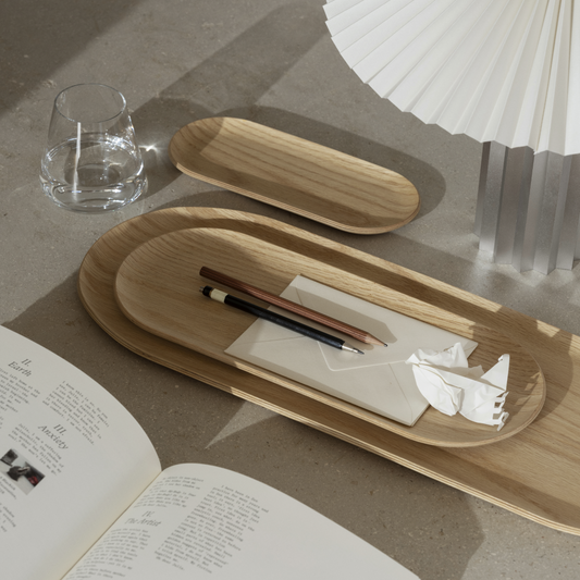 blomus BAKI Oval Non-Slip Serving Tray, 3 Sizes – BAKI oval tray styled with blomus BELO
