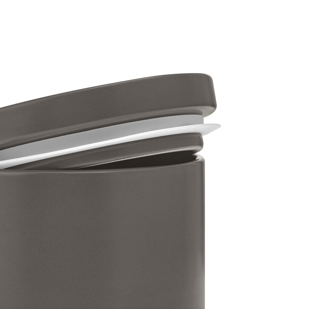 blomus PILAR Stoneware Canisters with Airtight Lid – Pewter canister lid and silicone seal, close up