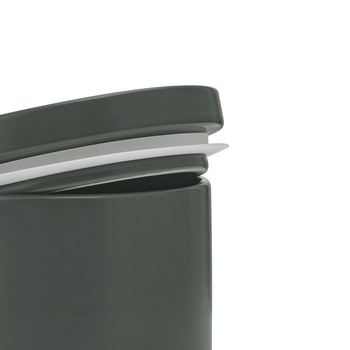 blomus PILAR Stoneware Canisters with Airtight Lid – Agave Green canister lid and silicone seal, close up