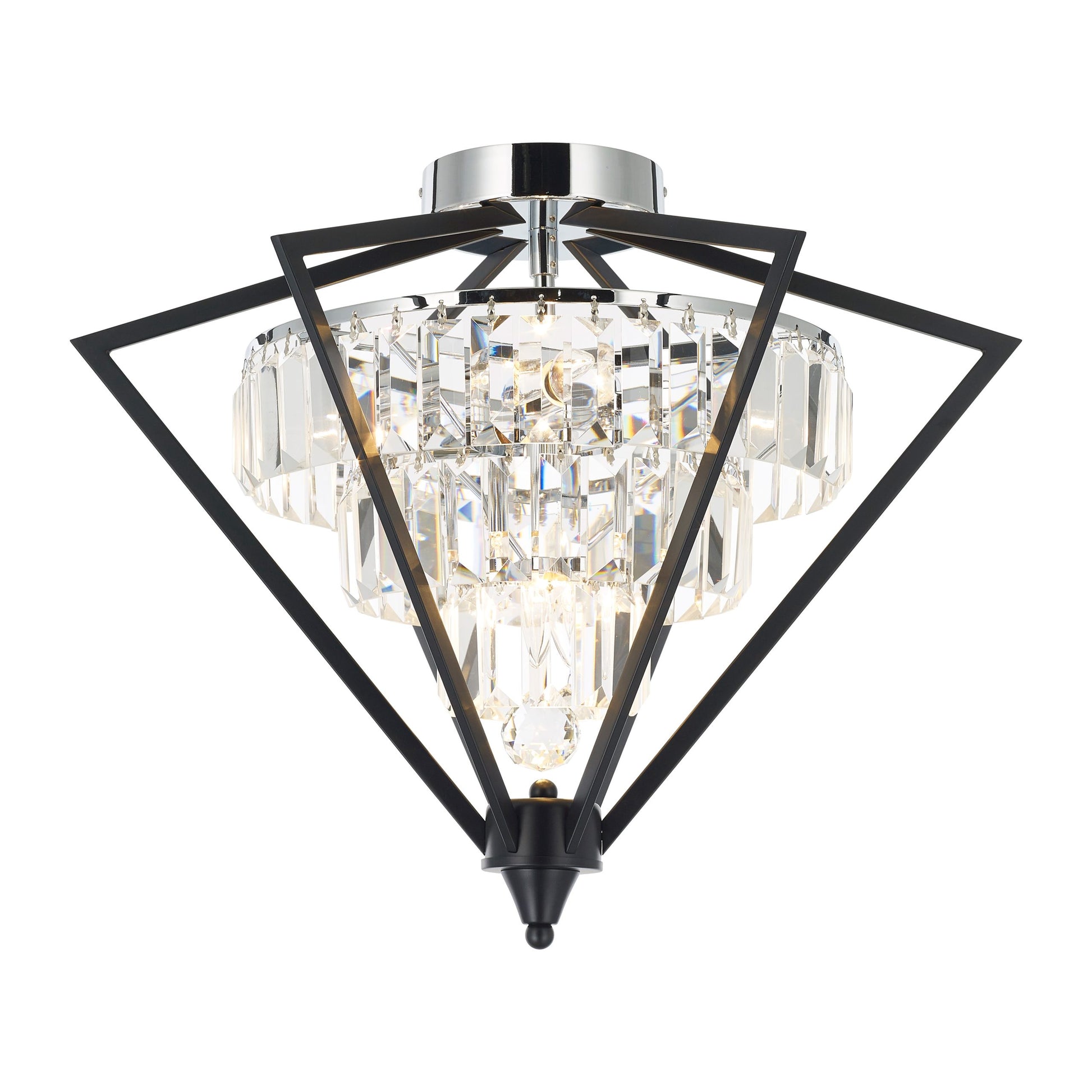 Geometric Flushmount 5-Light in Black and Chrome 6501BC by StarFire Crystal