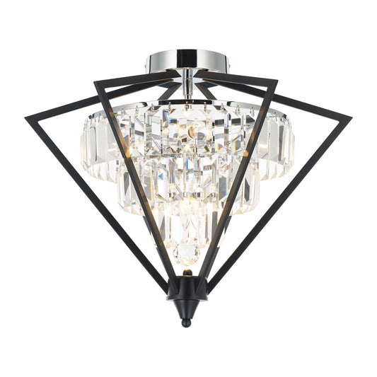 Geometric Flushmount 5-Light in Black and Chrome 6501BC by StarFire Crystal