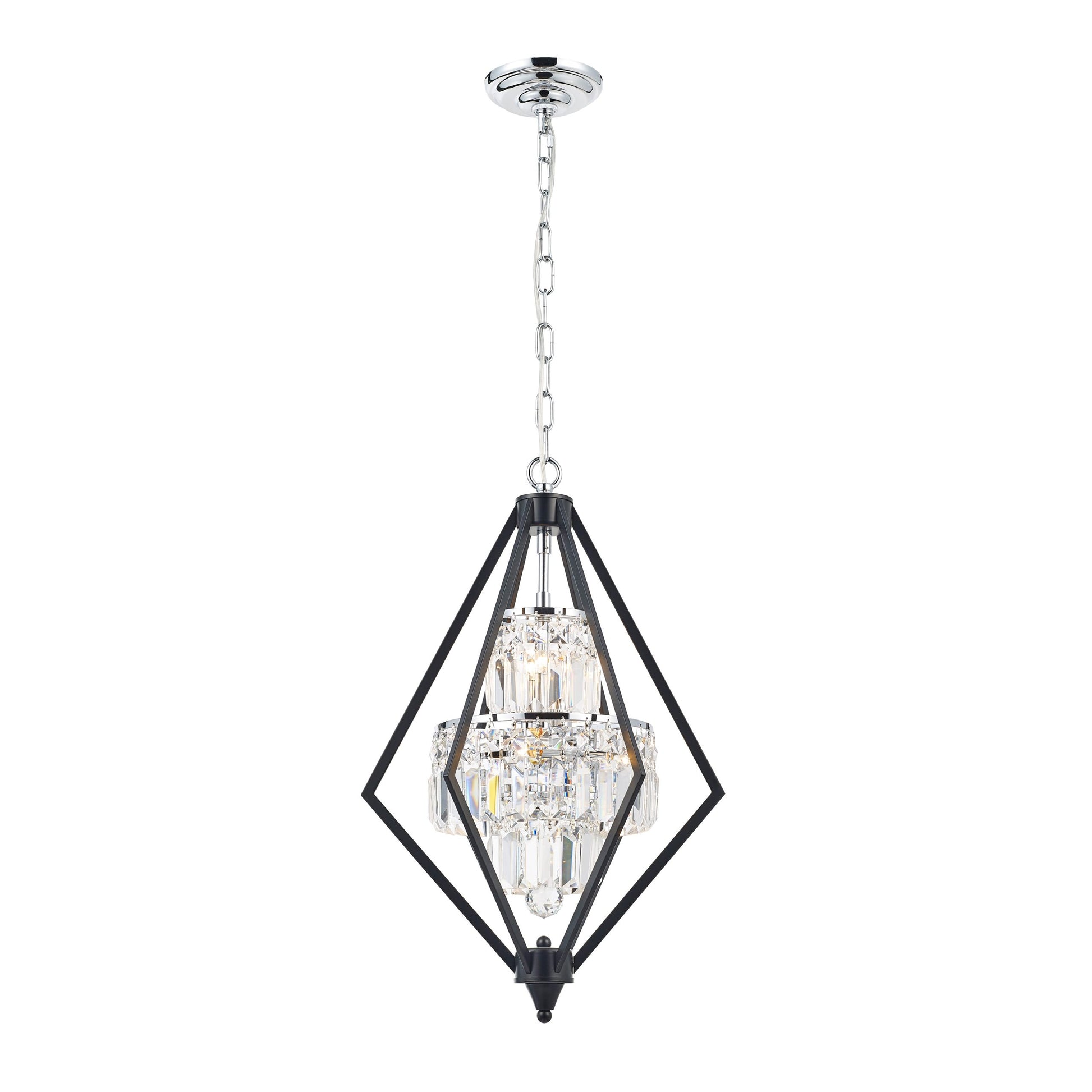Geometric Chandelier 5-Light in Black and Chrome 6506BC by StarFire Crystal