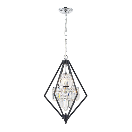 Geometric Chandelier 5-Light in Black and Chrome 6506BC by StarFire Crystal