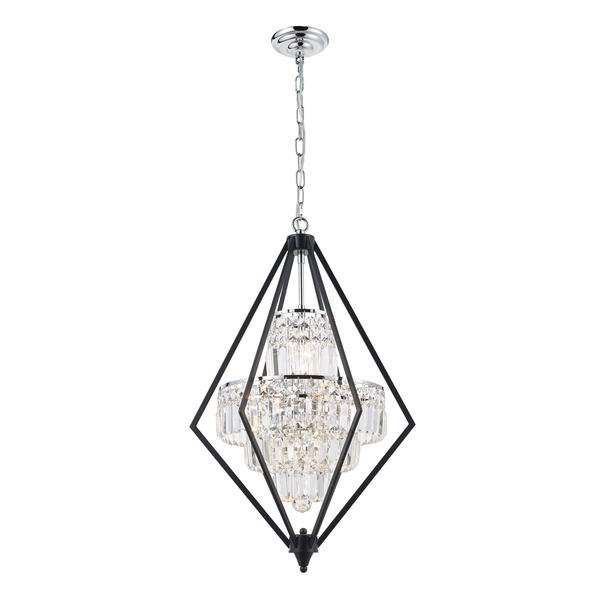 Geometric Chandelier 8-Light in Black and Chrome 6507BC by StarFire Crystal