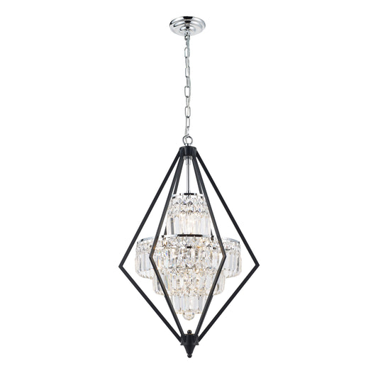 Geometric Chandelier 8-Light in Black and Chrome 6507BC by StarFire Crystal