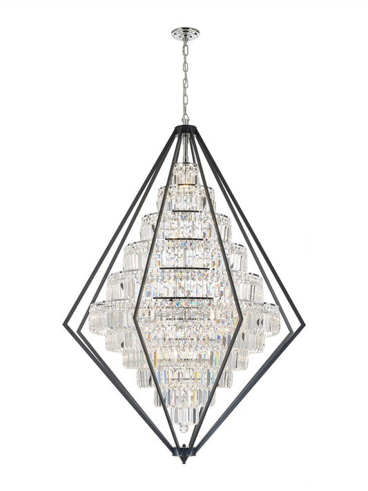 Geometric Chandelier 22-Light in Black and Chrome 6542BC by StarFire Crystal