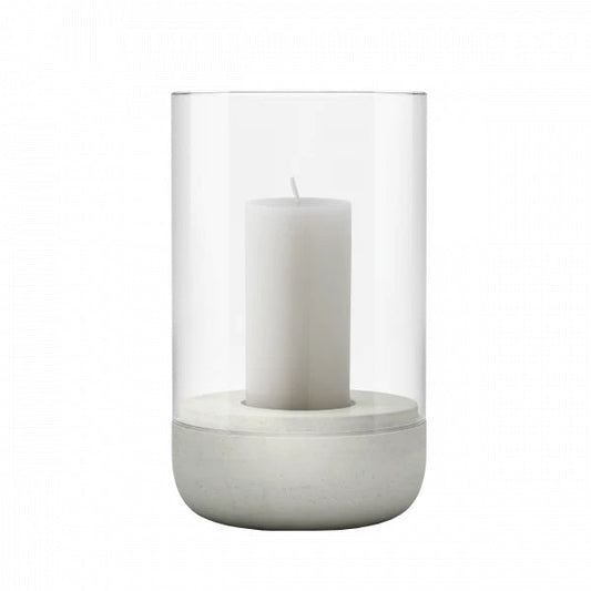 blomus Calma Hurricane Lamp Medium, Concrete Clear Glass
