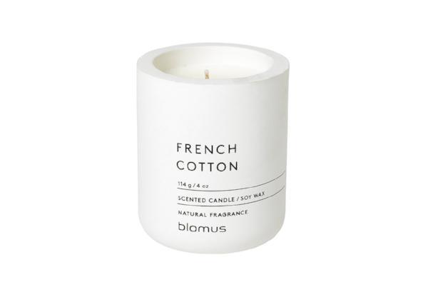 blomus Scented Candle in Concrete Container Small Lily White French Cotton Fragrance