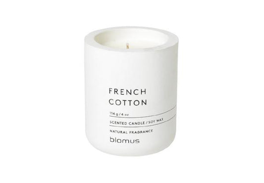 blomus Scented Candle in Concrete Container Small Lily White French Cotton Fragrance