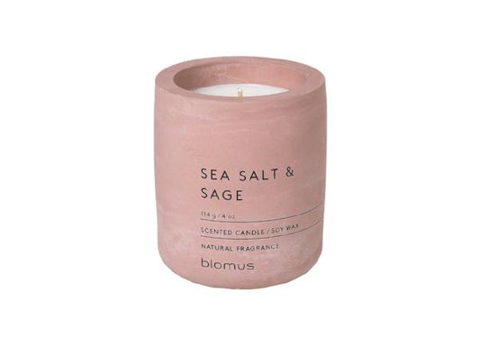 blomus Scented Candle in Concrete Container Small Withered Rose Sea Salt & Sage Fragrance