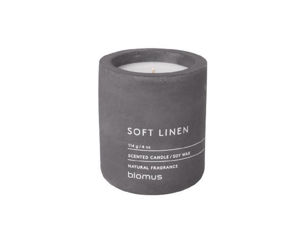blomus Scented Candle in Concrete Container Small Magnet Color Soft Linen Fragrance