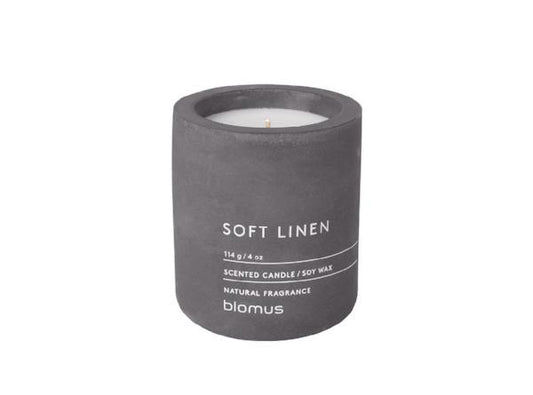 blomus Scented Candle in Concrete Container Small Magnet Color Soft Linen Fragrance