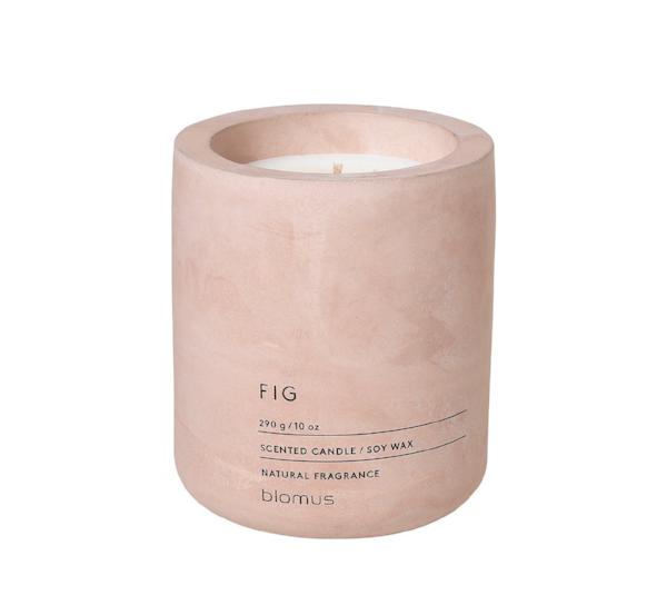 blomus Scented Candle in Concrete Container Large Flintstone Rose & White Musk Fragrance Large