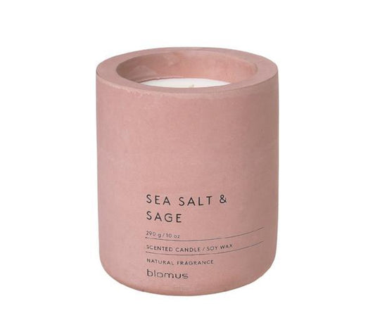 blomus Scented Candle in Concrete Container Large Withered Rose Sea Salt & Sage Fragrance Large