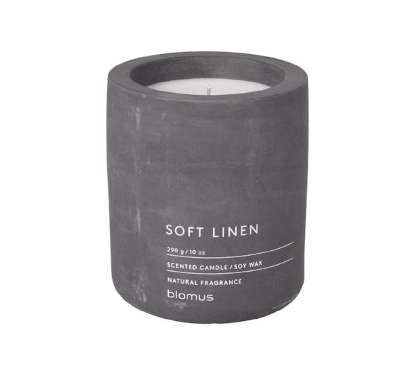 blomus Scented Candle in Concrete Container Large Magnet Soft Linen Fragrance Large