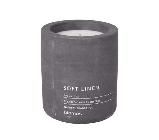 blomus Scented Candle in Concrete Container Large Magnet Soft Linen Fragrance Large