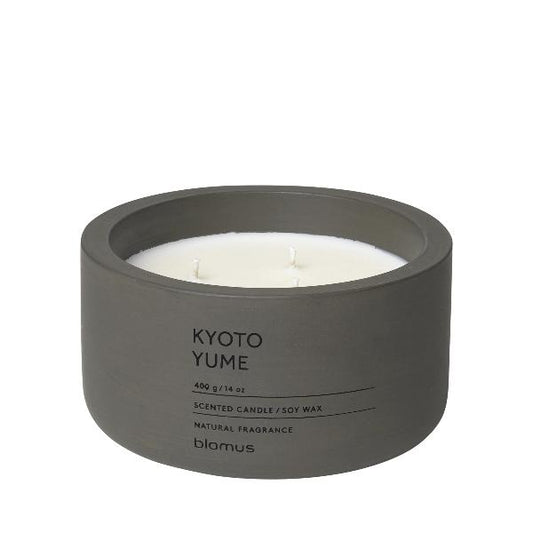 blomus Scented Candle in Concrete Container 3 Wick Tarmac Kyoto Yume