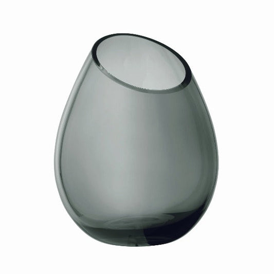 blomus Drop Handblown Colored Glass Vase Large 9.4" x 7.5", Smoke