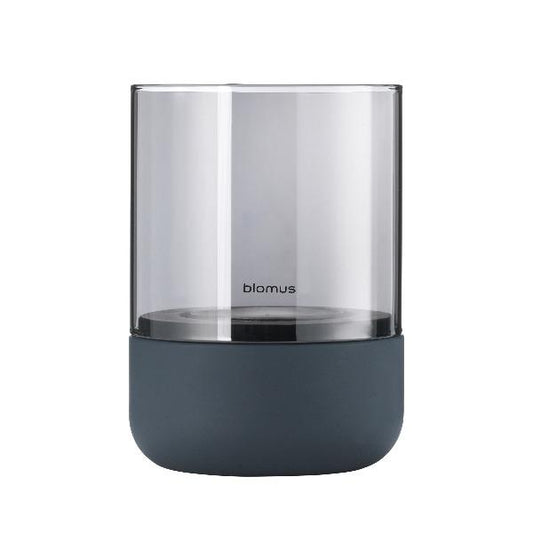 blomus Calma Hurricane Lamp For Tealight Steel Grey, Smoke Glass