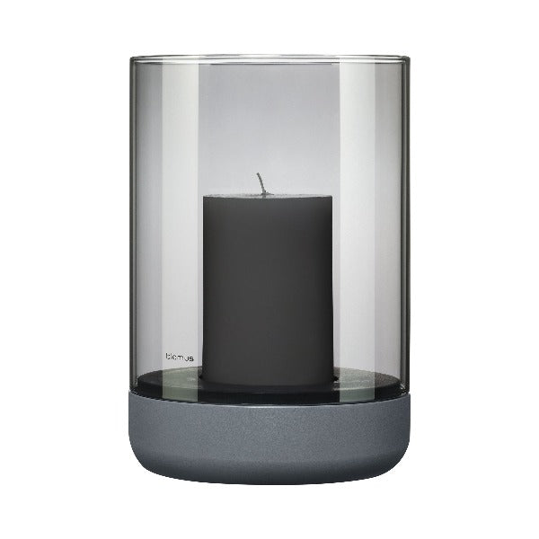 blomus Calma Hurricane Lamp Medium, Lily White Clear Glass