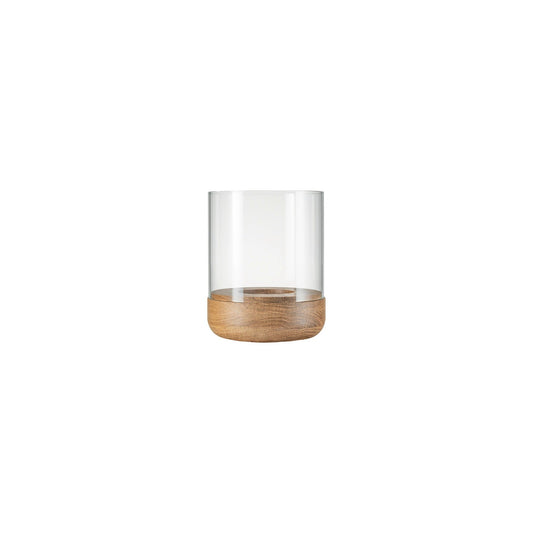blomus Lanto Hurricane Lamp with Wood Base Small