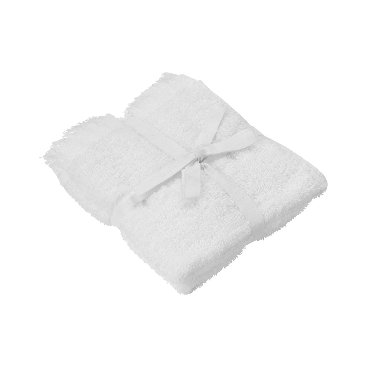 blomus FRINO Fringed Guest Towels, 12 x 20, Set of 2 – White guest towel set, product photo