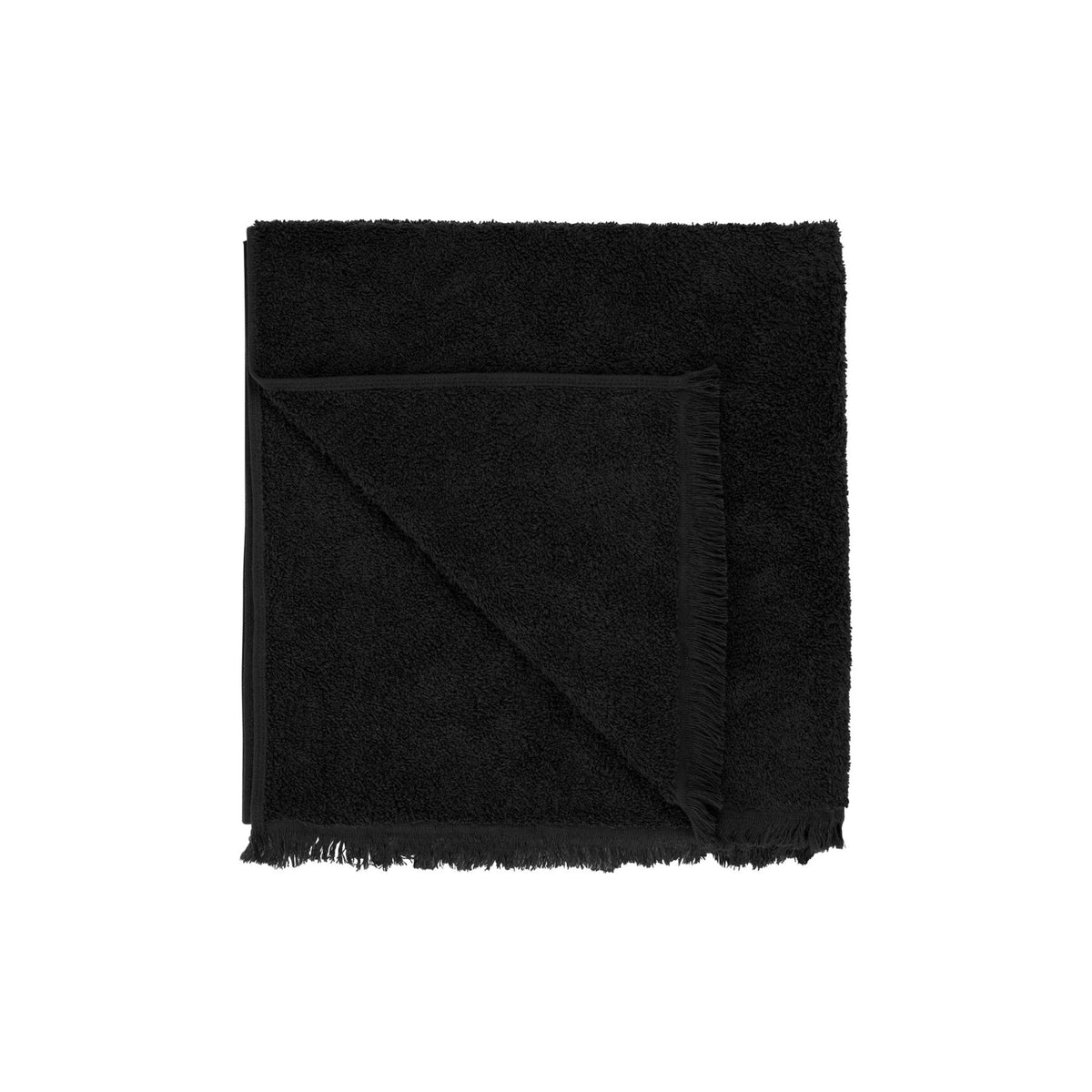 blomus FRINO Fringed Organic Cotton Bath Towel, 28 x 55 – Black bath towel, product photo