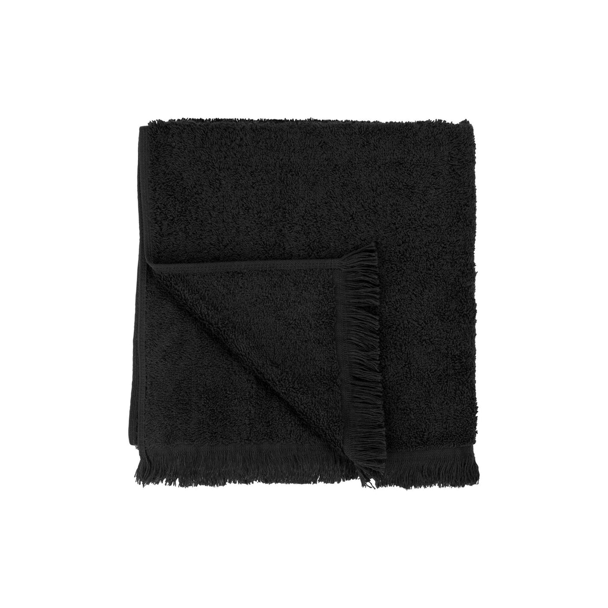 blomus FRINO Fringed Organic Cotton Hand Towel XL – Black XL hand towel, product photo