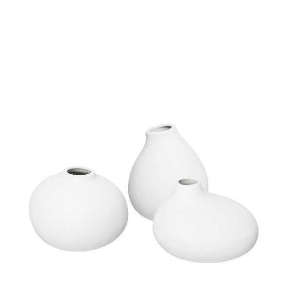 blomus Nona Porcelain Mini Vases White Set of 3