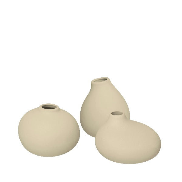blomus Nona Porcelain Mini Vases Vanilla Set of 3