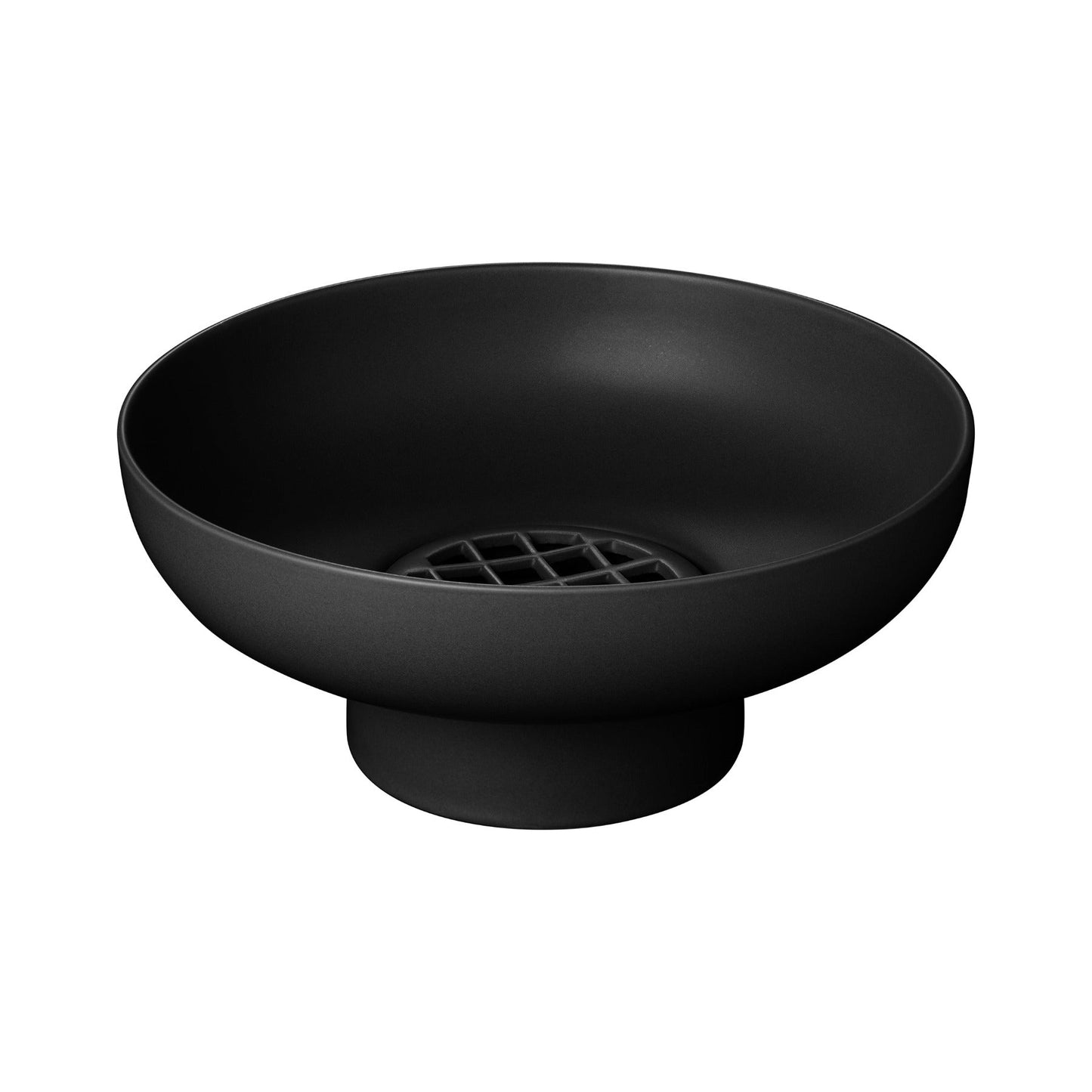 blomus Miyabi Ceramic Vase Low with Flower Grid Black