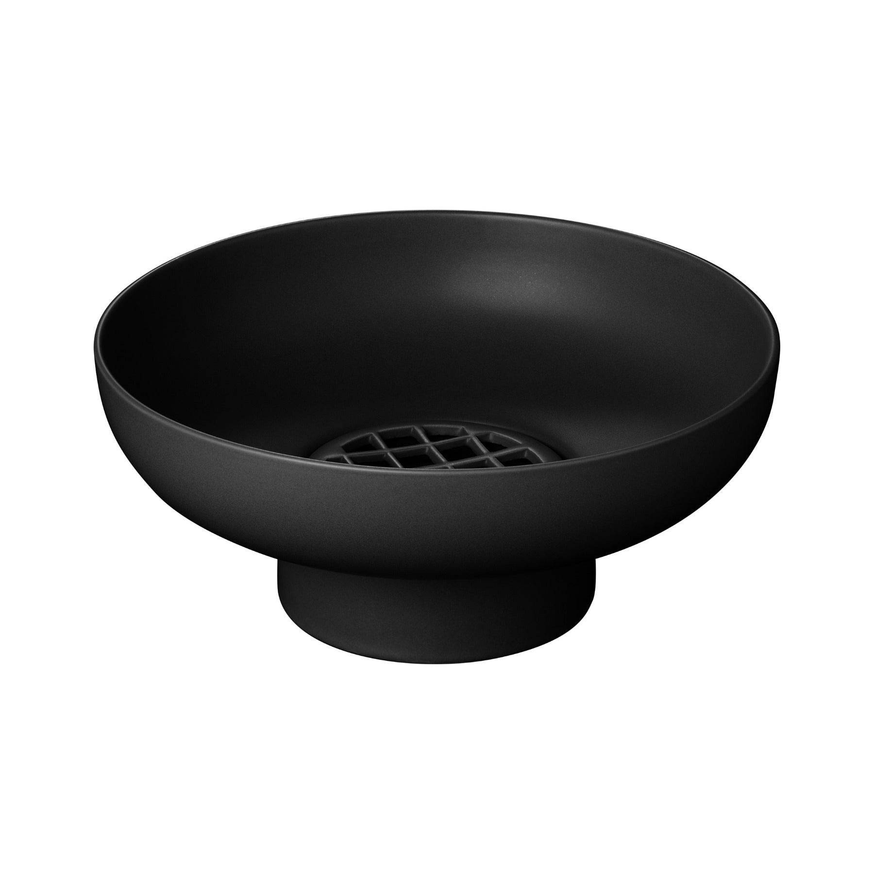 blomus Miyabi Ceramic Vase Low with Flower Grid Black