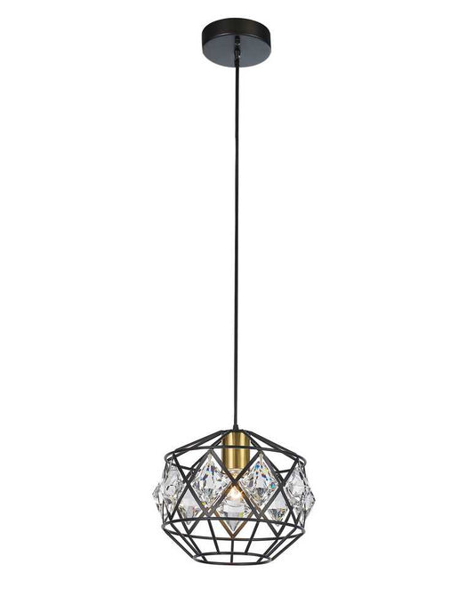 Apollo Chandelier 1-Light in Antique Brass and Black 6701BB by StarFire Crystal