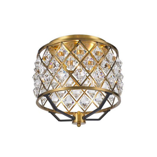 Apollo Flushmount 3-Light in Antique Brass and Black 6714BB by StarFire Crystal