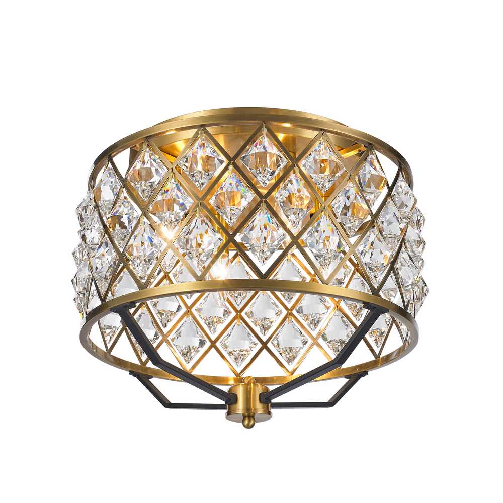 Apollo Flushmount 4-Light in Antique Brass and Black 6716BB by StarFire Crystal