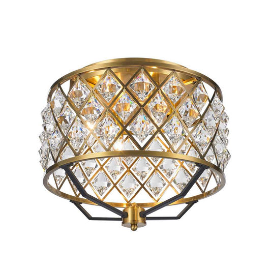 Apollo Flushmount 4-Light in Antique Brass and Black 6716BB by StarFire Crystal