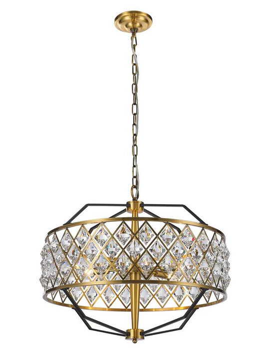 Apollo Chandelier 4-Light in Antique Brass and Black 6720BB by StarFire Crystal