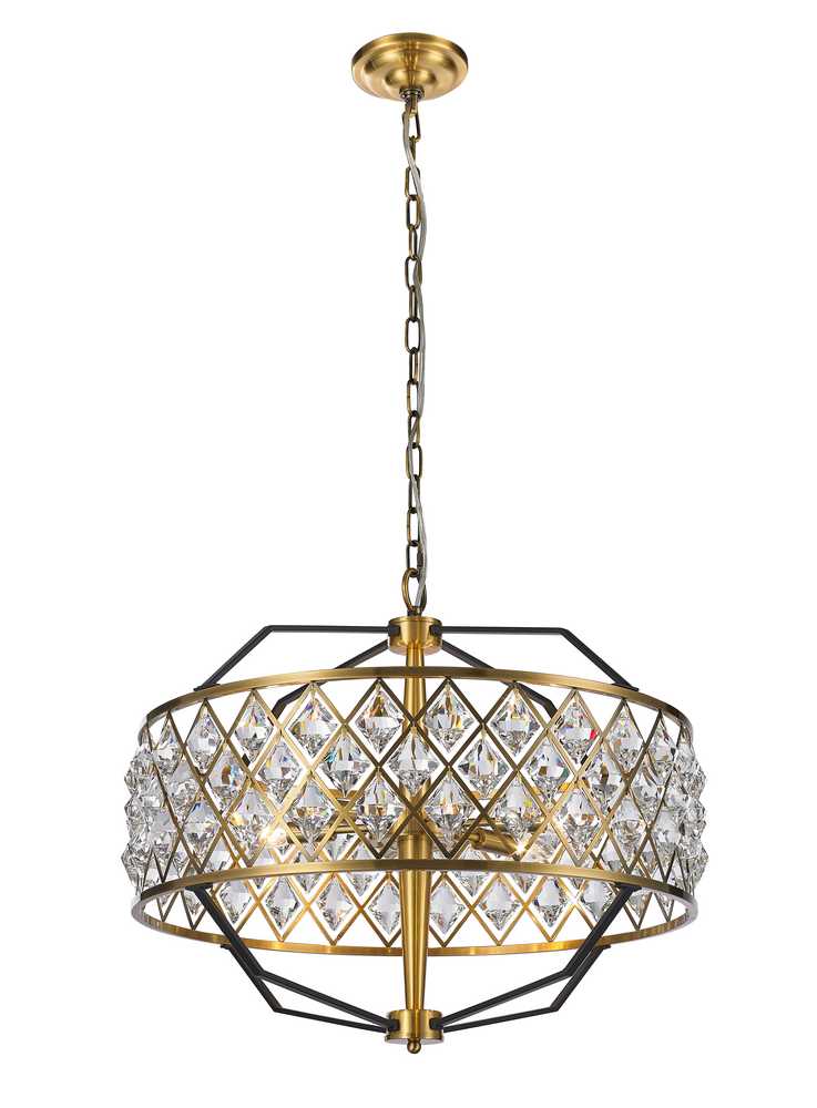 Apollo Chandelier 6-Light in Antique Brass and Black 6724BB by StarFire Crystal