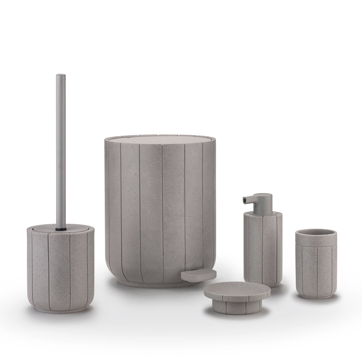 blomus KUA Fluted Soap Dispenser, 10 oz – KUA soap dispenser in a styled bathroom (2)
