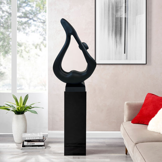 Yoga Floor Sculpture Black with Black Base by Finesse Decor