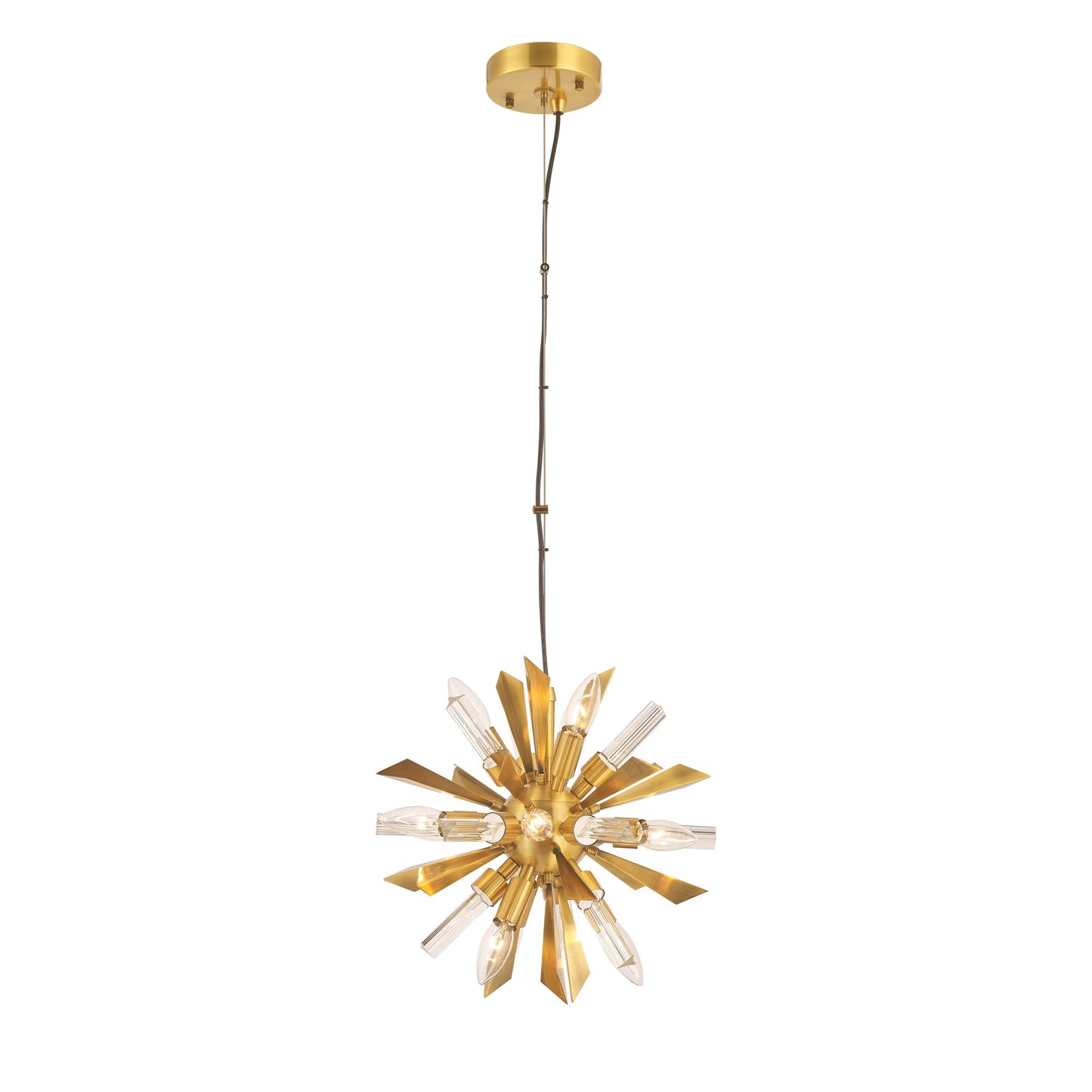 Sunburst Pendant 12-Light in Antique Brass 6814AB by StarFire Crystal