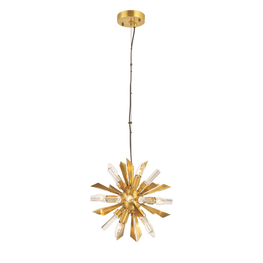 Sunburst Pendant 12-Light in Antique Brass 6814AB by StarFire Crystal