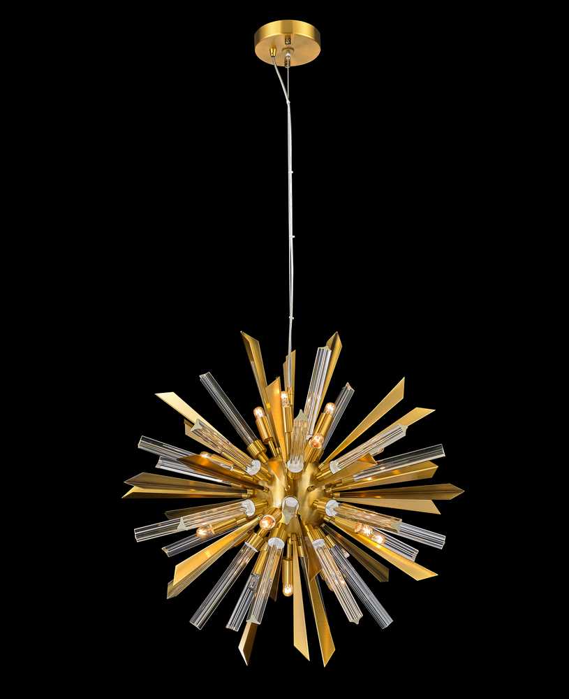 Sunburst Chandelier 24-Light in Antique Brass 6824AB by StarFire Crystal