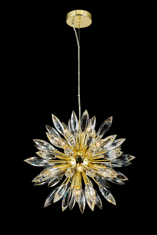 Sunburst Pendant 18-Light in Gold 6839GD by StarFire Crystal