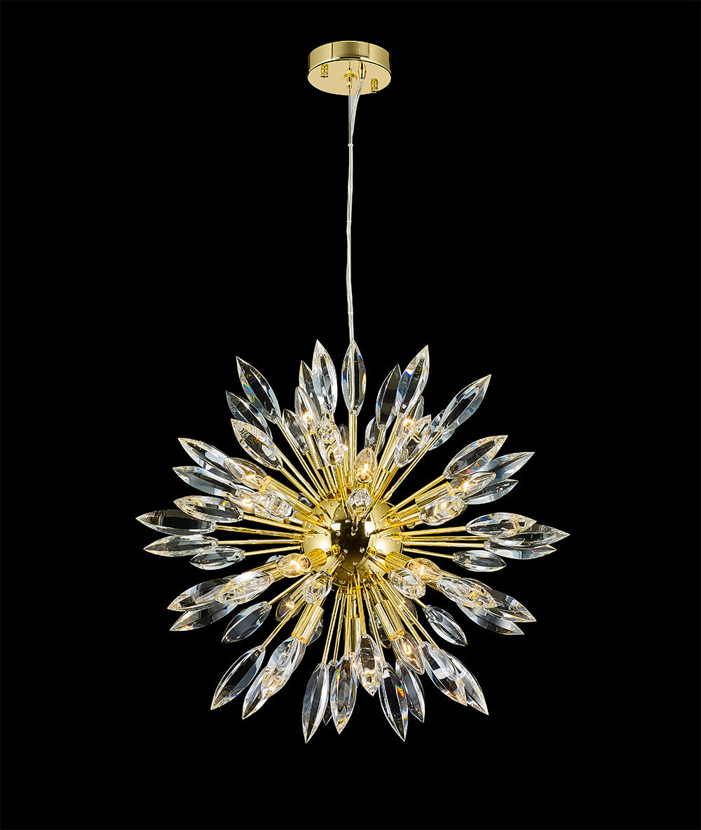Sunburst Pendant 18-Light in Gold 6840GD by StarFire Crystal