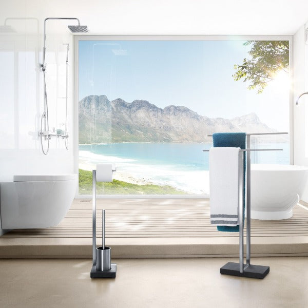 blomus MENOTO Toilet Butler, 1 Roll, Open Brush Cup – MENOTO toilet butler in a styled bathroom (2)