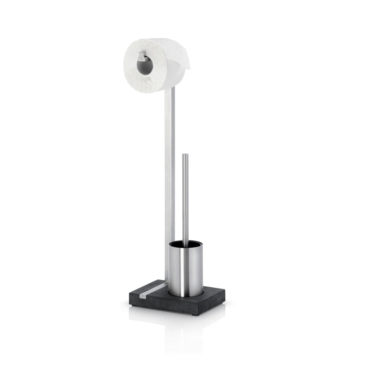 blomus MENOTO Toilet Butler, 1 Roll, Open Brush Cup – Matt Stainless Steel toilet butler, product photo