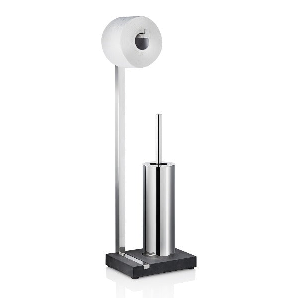 blomus Toilet Butler with Tall Brush Holder 1 Roll Polished